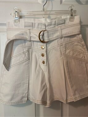 MINKPINK Ivory High-Waist Belted Skort with D-Ring